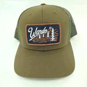 Wander You Know Snapback Trucker Hat Green Navy Blue Brown